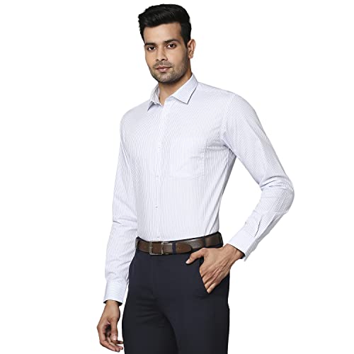 Image of Park Avenue Men's Pure Cotton Stripe Pattern Slim Fit Semi Cutaway Collar Full Sleeve Formal Shirt