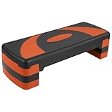 Fitvids Aerobic Step Platform, 3 Levels Adjustable Height Workout Step Platform for Exercise at Home, 4 Stackable Risers, Non-Slip Surface, Orange