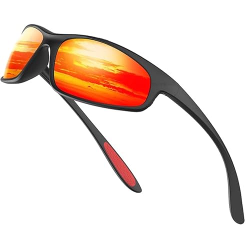 Image of Stylish Polarized Sports Sunglasses for Men Women - Unbreakable HD Clear Vision Cricket Motorcycle Riding Running Cycling Biking Driving Wraparound Branded Oval Goggles