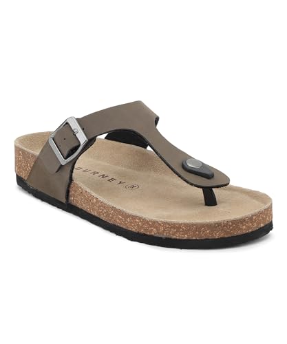 Image of HF JOURNEY Women's Cork Footbed Thong Sandal,Slip On Entry,(Size 36-41) PU, Casual Lounging Slipper, EVA Sole, Flat Heel, Anna Carina 2.0