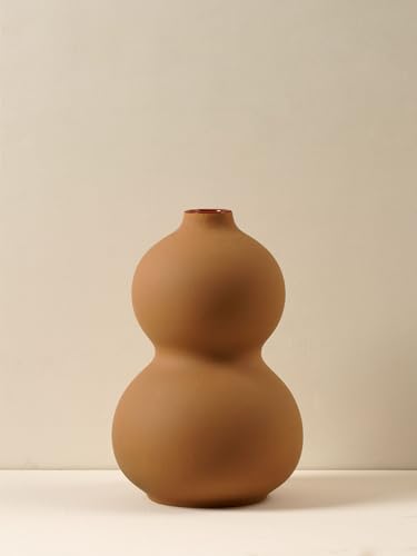 Image of PUREZENTO Oreo Big Vase Brown Matte Finish Ceramic Designer Flower Vases for Home, Decoration, Centre Table, Bedroom, Side Corner Beautiful Decorative Vases with Unique Quality