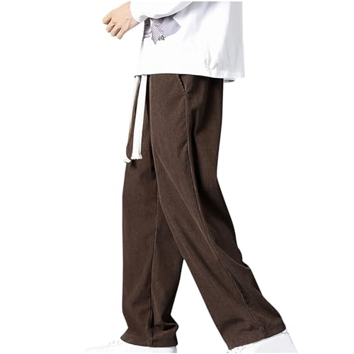 Men Pants Trendy Vintage Corduroy Pants Wide Leg Casual Sweatpants Junior Boys Loose Drawstring Trousers Fall Winter