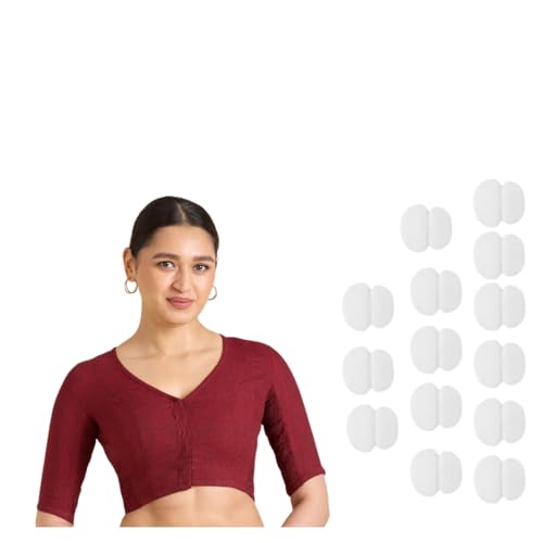 Image of Studio Shringaar Women's Thick Handloom Cotton Plain Side Stretch (Smocked) Readymade Saree Blouse