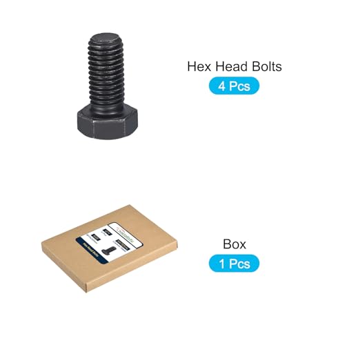 Image of METALLIXITY Hex Bolts (M14-2x30mm) 4Pcs, 8.8 Grade Carbon Steel Fully Threaded Black Oxide, Coarse Thread UNC Hex Head Screw Bolt - for Furniture Repair