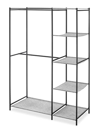Whitmor Double Rod Closet With Shelves, Gray And Black #TOP1