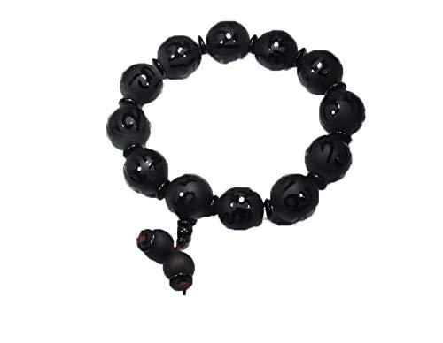 Bracelet en Agate Noire Naturelle Contre le Stress Quotidien Grace au Mantra Sacré