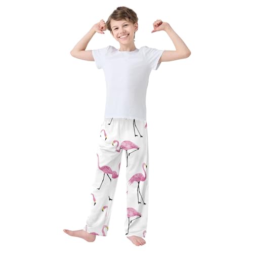 Flamingo Color Boys Pants Boys Athletic Pants Long Pant for Boywith Pockets Wide-Leg Size 6-14Y3