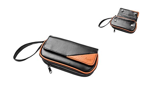 Funda de pipa de piel auténtica para 2 pipas, prensa de filtro, limpiador y conserva la frescura (modelo 1)