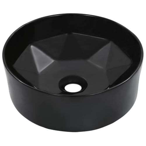 vidaXL Lavabo Lave-Mains Vasque à Poser Monter Salle de Bain Intérieur Salle d'Eau Cabine de Toilette Maison 36x14 cm Céramique Noir