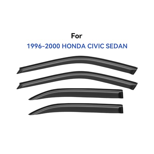 Image of Window Visors Rain Guards Shield for 1996-2000 Honda Civic Sedan, Out-Channel Window Vent Wind Deflectors Visors Shades for 96-00 Civic