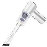 eclado inalámbrico, aspiradora portátil al vacío para coche con luz LED, mini aspiradora de mano para coche con 2 cabezales de limpieza diferentes, kit de limpieza de coches para cocina/dormit Bla