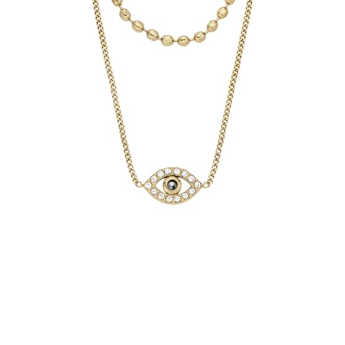 Image of Fossil Women's Gold-Tone Stainless Steel Pendant Chain Necklace for Women