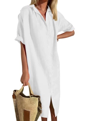 Abito in Lino Scollo a V Manica Corta