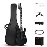 Bonnlo 39" Electric Guitar Beginner Kit with 20W Amp, HSH Pickups Electric Guitars with Cable Strap Picks Bag, Full Accessories for Beginner (Matte Black)