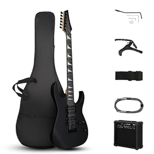 H-S-H PICKUPS & 5-WAY SWITCH: Bonnlo electric guitar features humbucker-single-humbucker pickups with a 5-way switch, 1x volume, and 1x tone control. Adapts to blues, rock, pop, and more, offering versatile sound adjustment for balanced clarity in an...