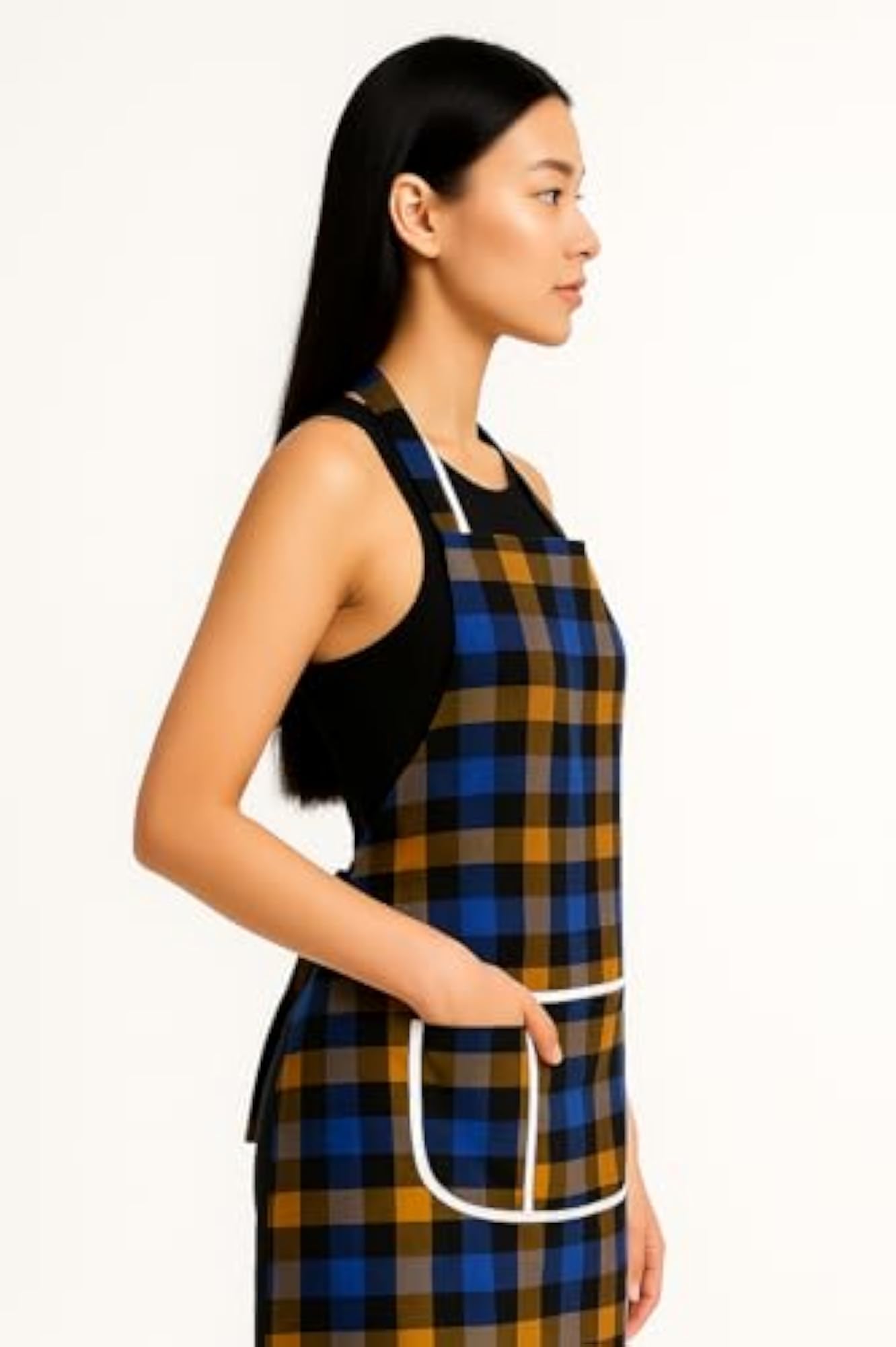 Checkered Kitchen Apron, Unisex Cooking Apron