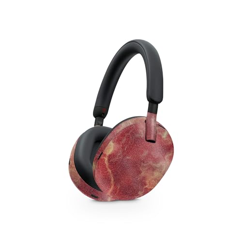 Image of MightySkins Glossy Glitter Skin Compatible with Sony WH-1000XM5 Headphones - Crimson Marble | Protective, Durable High-Gloss Glitter Finish | Easy to Apply