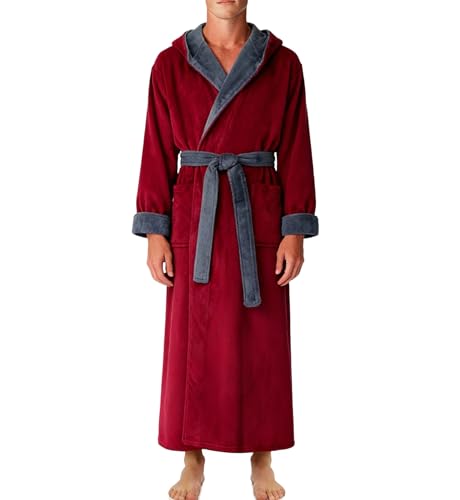 Alexander Del Rossa Hooded Plush Fleece Bathrobe