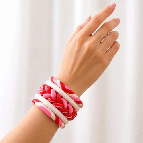 Image of Heer Bangles Rajasthani Traditional Lac Bangles Set, Handcrafted Multi-Color Pattern, Jaipuri Lakh Chudi for Women & Girls, 10 Piece Set (Red, Pink, Purple, Sky Blue) - Available Sizes: 2.2, 2.4, 2.6, 2.8, 2.10, 2.12