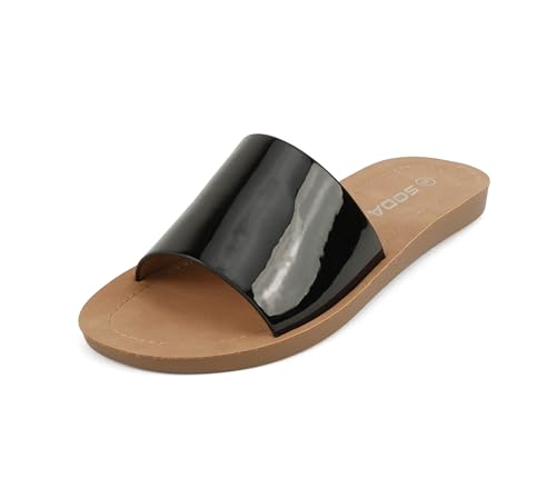 Image of Soda Shoes Efron-S Women Flip Flops Basic Plain Slippers Slip On Sandals Slides Casual Peep Toe Beach