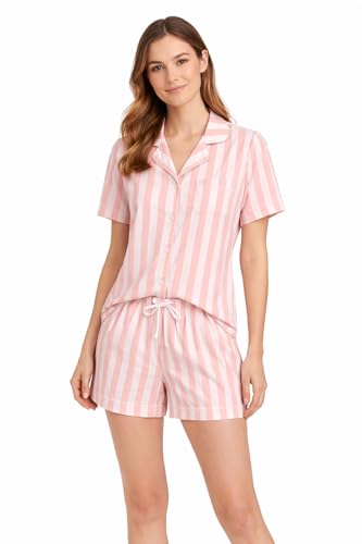 Image of NAP BOUND 100% Cotton Women Pajama Sets Button Down Short Sleeve Sleepwear Soft Pjs 2 Piece Lounge Set with Pocket XS-XXL