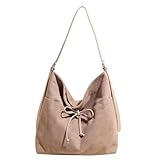 JQAliMOVV Suede Crossbody Bags for Women Trendy Vintage Bow Slouchy Bag Suede Slouchy Shoulder Bag Slouchy Hobo Purse(Gray)