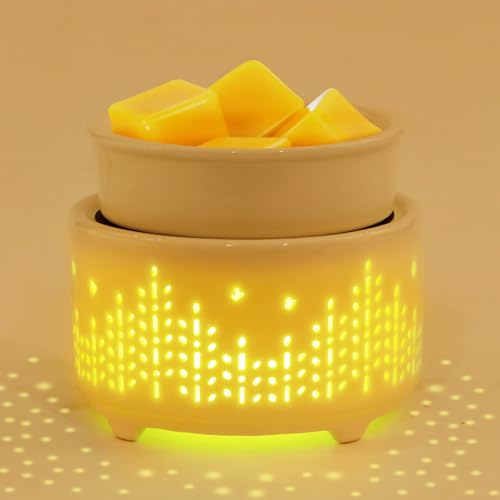 Maromamix Ceramic Wax Melts Warmer–Electric Candle Wax Warmer for Scented Wax PTC Heating Wax Burner Fragrance Wax Melter with 7 Colors Light Gift &