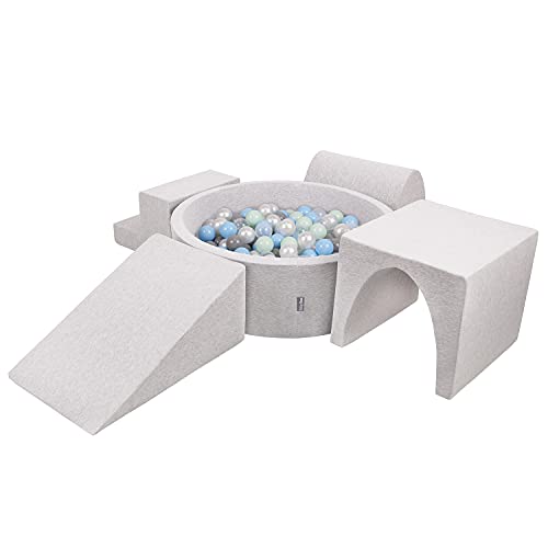 KiddyMoon Parque Tnfantil De Espuma con Rodondo Piscina De Bolas (200 Bolas) para Niños, Gris...