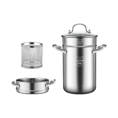 Juego de freidora de acero inoxidable de 5 litros con cesta y calentador de leche, olla de sopa universal para freír y hervir, ideal para patatas fritas crujientes, esencial de cocina duradero