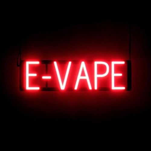 Image of SpellBrite E-VAPE Sign | Smoke Shop-Related Sign with Neon Look, Red LED Light Source | 22.6 inch x 6.3 inch