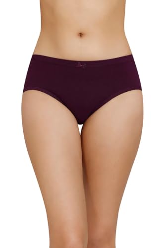Image of ELEG & STILANCE Women's Mid-Rise Full Coverage Hipster Panties | Solid Print Underwear with Waistband | Daily Use Comfortable Innerwear