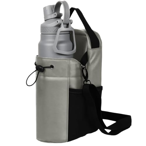 Magnetic Sports Water Bottle Bag with 3 Strong Magnets - Universal for Bottles up to 1.5L, Waterproof & Durable - Multifunctional for Fitness, Gym & Sports - Grey