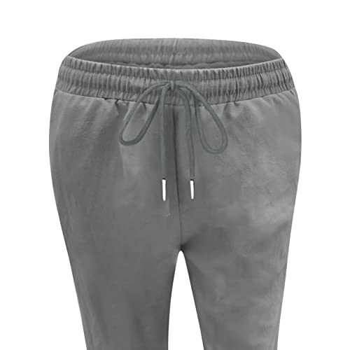 Generic TROUSERS PANTS FOR WOMEN Womens Casual Cotton Linen Pants Lightweight Elastic Waist Pant Summer Fall Lounge Plain Drawstring Trousers Hiking Wide Leg Long Sweatpants thumb #6