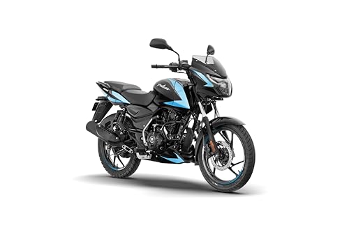 Image of Bajaj Pulsar 125 Disc Carbon Graphics Motorcycle, Split Seat, Ebony Black Cyan Blue, Booking for Ex-Showroom Price