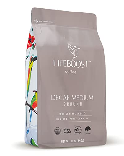 Lifeboost Coffee Medium Roast Swiss Water Decaf Coffee Ground - Low Acid Single Origin Usda Decaf Organic Coffee - Non-Gmo Coffee Third Party Tested For Mycotoxins & Pesticides - 12 Ounces #TOP13