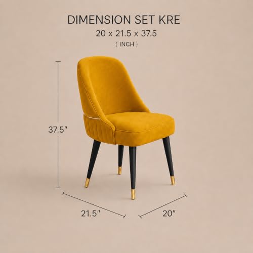 Image of WOODEN SPACE 4 Seater Wooden Dining Table Set | Urban Marble Top Dining Table with Chairs for Dining Room & Kitchen (Modern Grand Aura Mustard) (42 x 42 x 30 inch)