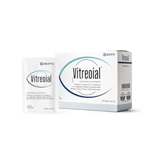 BIOFTA® VITREOIAL - Integratore alimentare supporto al corpo vitreo, alterazioni visive come le "mosche volanti", Vitamine, Glutatione, Sali m., Aminoacidi, Acido ialuronico - 20 buste