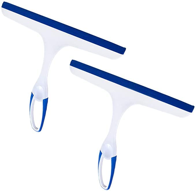 2 Pcs Window Squeegees with No-Slip Handle, Glass Wiper for Kitchen Home Car Bathroom Mirror Shower (2*Blue)-image-49