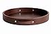 HofferRuffer Top Nocth PU Leather Round Serving Tray, Decorative Serving Tray with Handles, Coffee Tray, Ottoman Tray for Home Or Office, Diameter 14.6-inch, Brown
