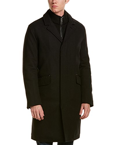 Cole Haan Signature Men's Classic Topper Jacket with Knit Bib, Black, X-Large