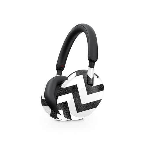 Image of MightySkins Glossy Glitter Skin Compatible with Sony WH-1000XM5 Headphones - Black Chevron | Protective, Durable High-Gloss Glitter Finish | Easy to Apply