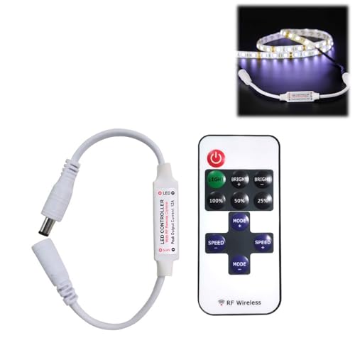 LED Streifen Controller,LED Strip Dimmer Kontroller DC 5V-24V 12A Empfänger RF Wireless Remote LED Stripe Fernbedienung Regler,Drahtloser LED-Dimmer-Controller 11 Tasten,LED Fernbedienung Ersatz