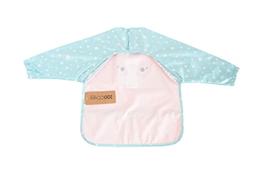 Zoocchini Baby-Mädchen Allie L’unicorno Lätzchen mit Langen Ärmeln, Rosa, One Size