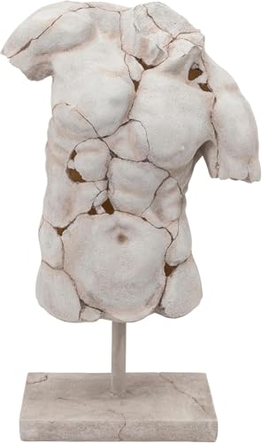 Escultura de torso masculino en resina, 25 pulgadas, blanca miniatura 1
