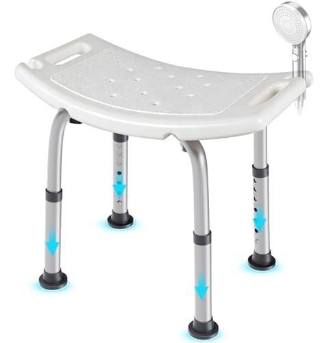 Bathroom Shower Bench Shower Chair for Inside Shower 330 lbs Adjustable Height Shower Tub Stool Lightweight Bath Shower Seat Anti-slip Shower Chair for Disabled Elderly Pregnant Women