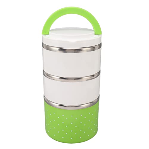 Omquot Termal Apilable Portátil de del Acero Inoxidable del Envase de Comida Aislada para la Preparación de la Comida (Verde)