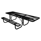 Coated Outdoor Furniture Heavy-Duty Portable ADA-Compliant Outdoor Picnic Table, Expanded Metal Patio Dining Furniture Made in America (8ft Rectangular, One-Side Handicap, Black)