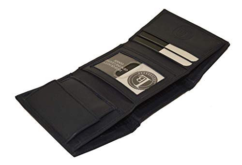 Leatherboss Leather Boys Slim Compact Flap Id Coin Pocket Trifold Wallet, Blue4