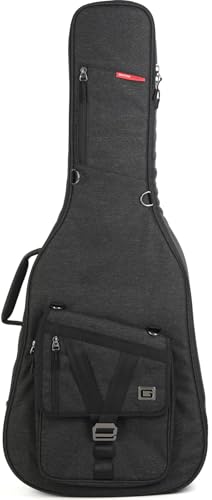 Gator Cases Transit Series Lightweight Acoustic Guitar Gig Bag with Back Pack Straps, Weather Resistant Exterior, and Rubberized Bottom, Charcoal Black Exterior (GT-ACOUSTIC-BLK)