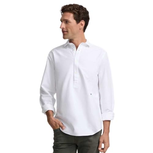 SILBON Polera Sport Oxford Blanca Manga Larga para Hombre Talla M